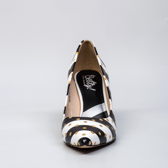 NWT Leather pumps + gold polka dots - Picture 4 of 6